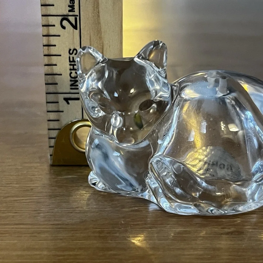 Gorham Crystal Cat Salt Shaker Figurine Clear Glass MCM‎ Cat Lover Gift Unique
